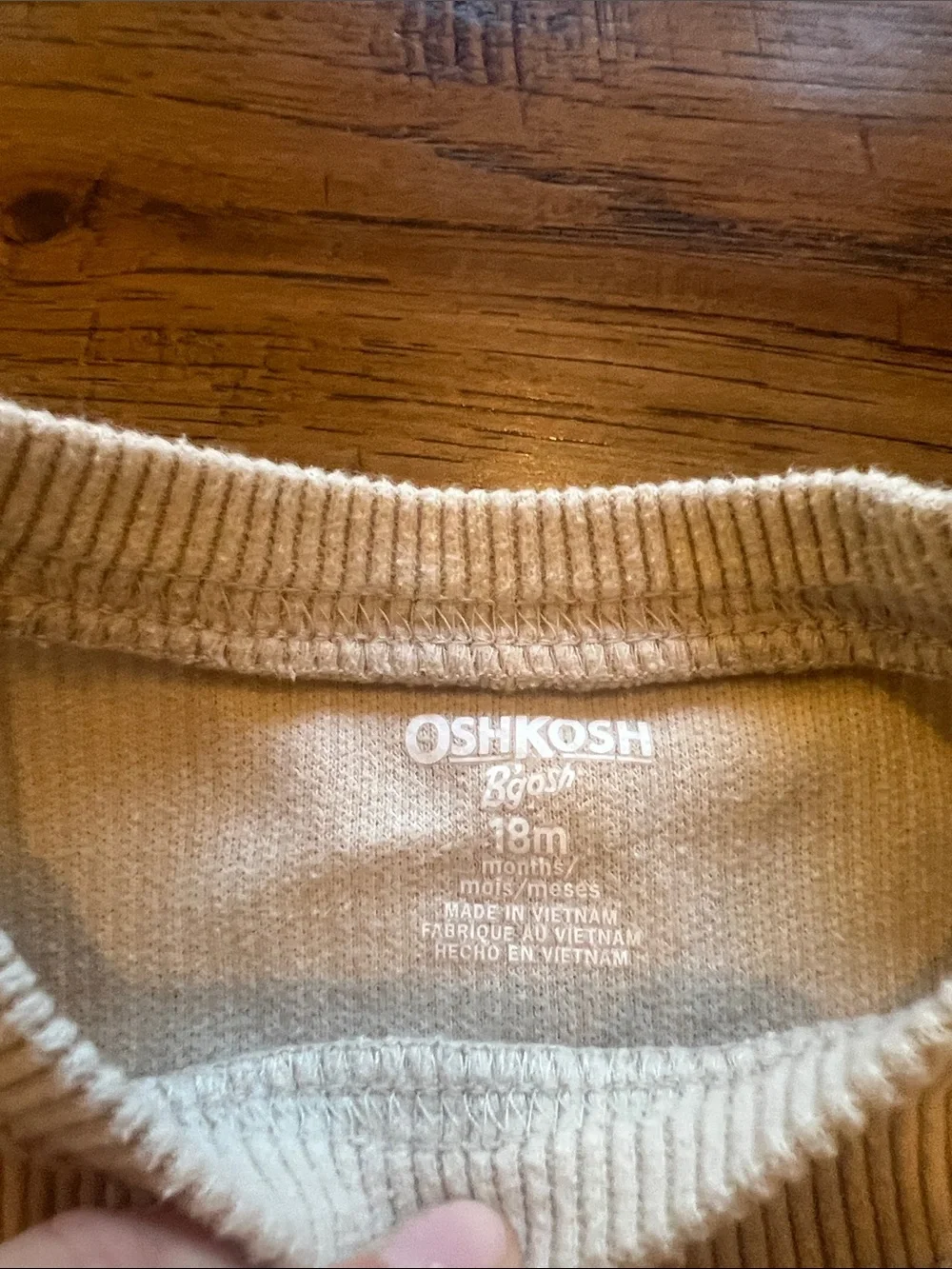 OshKosh B'gosh Cream Long-Sleeve Waffle Pocket Tee